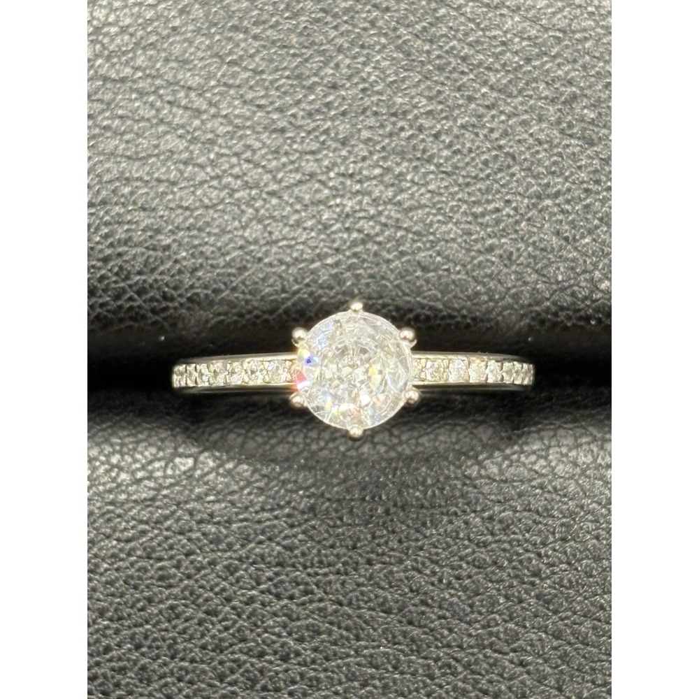 EUC Sterling Silver Cubic Zirconia Engagement Ring Size 6.75 F9